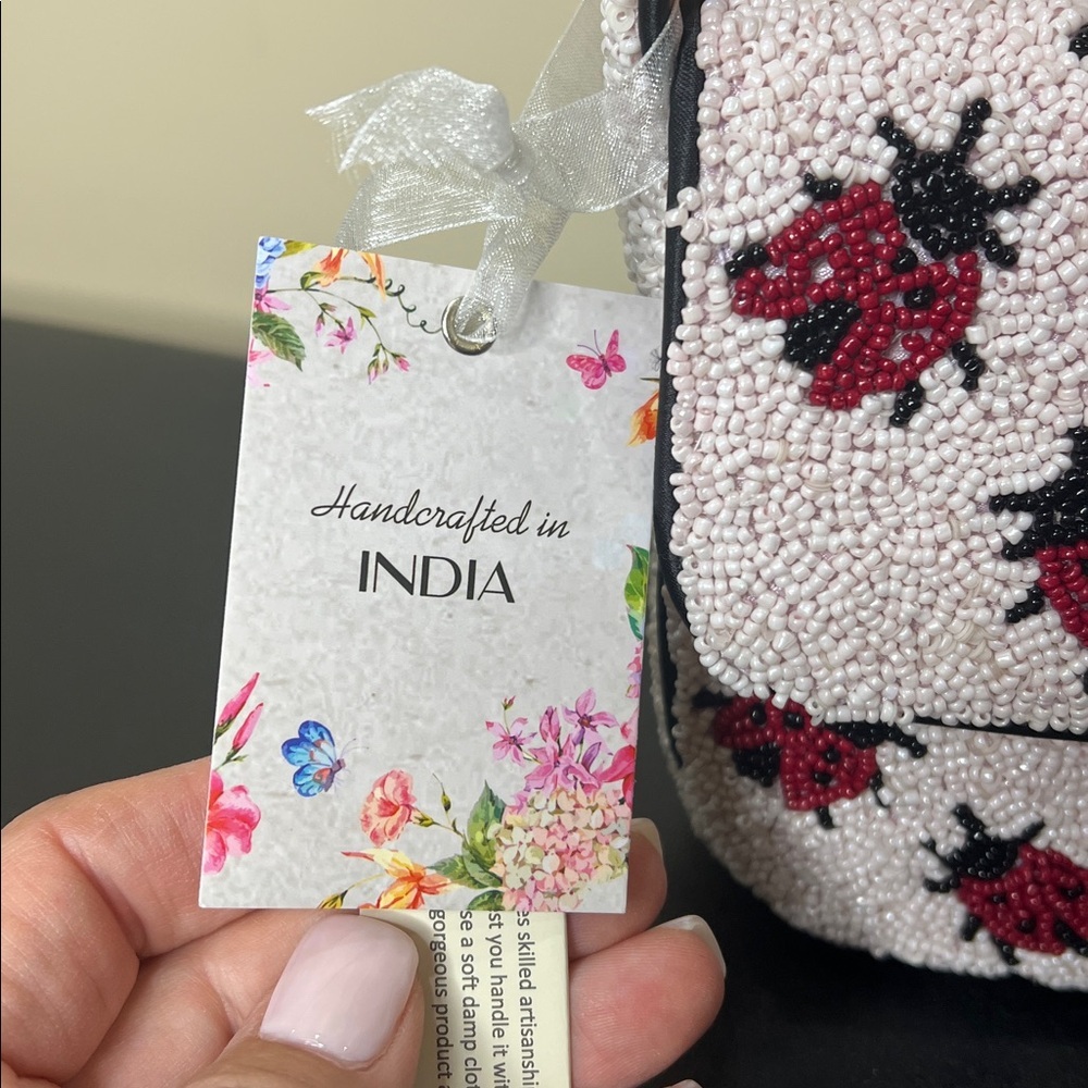 Handcrafted In India | Beaded Ladybug Shoulder Bag π - Picture 3 of 10